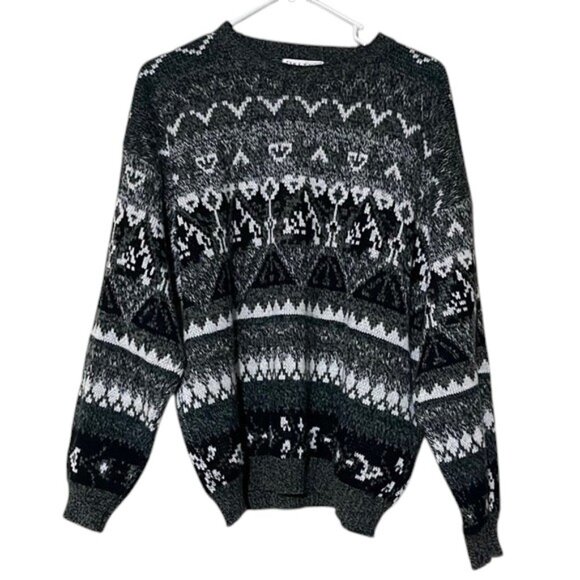 City Streets Other - Vintage 1990's City Streets Black and Gray Abstract Grandpa Sweater
